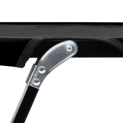 2 person folding sun lounger/bed in black steel