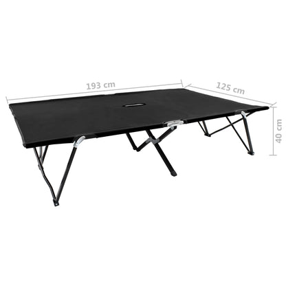 2 person folding sun lounger/bed in black steel