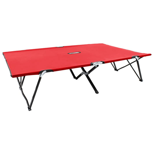 2 person folding sun lounger/bed in red steel