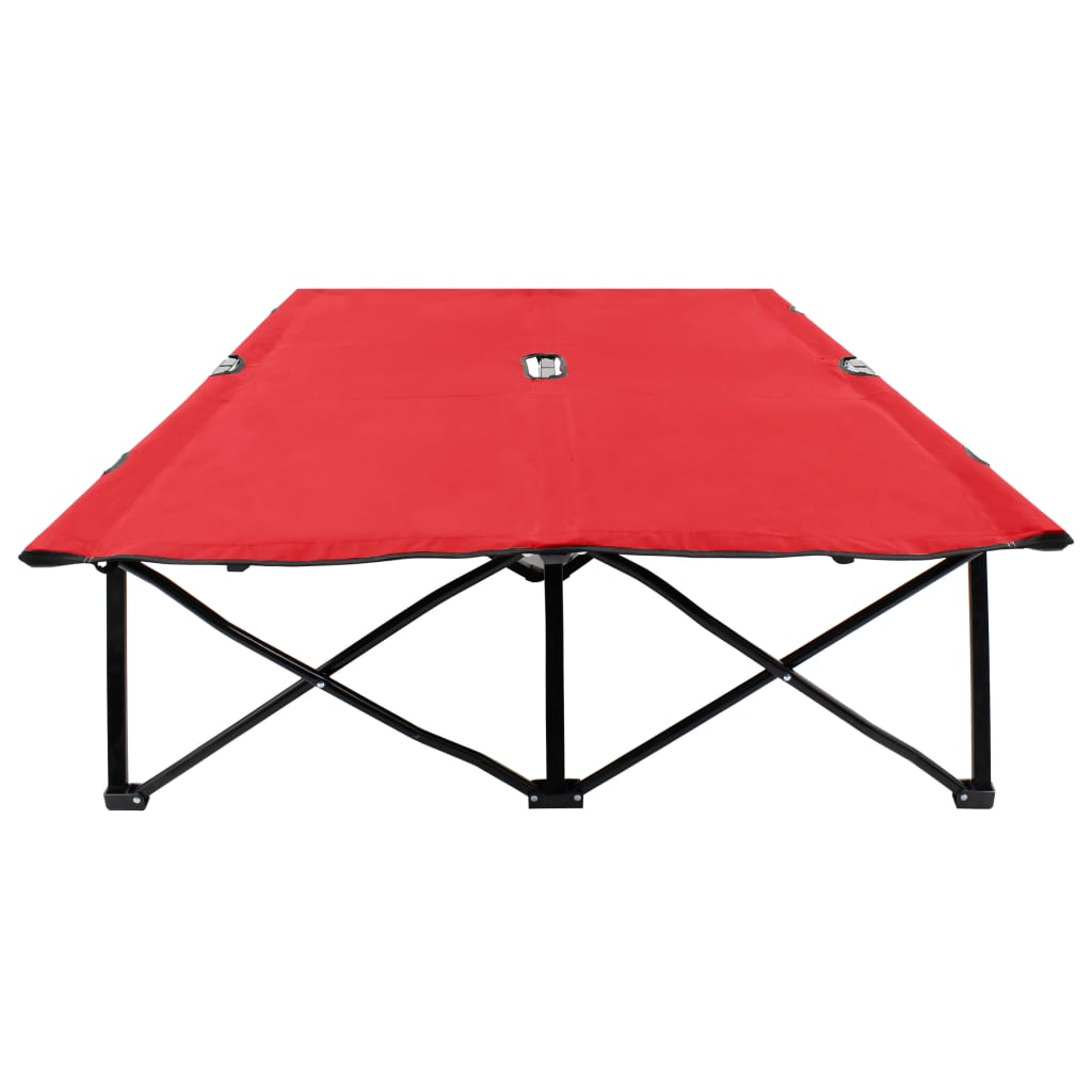 2 person folding sun lounger/bed in red steel