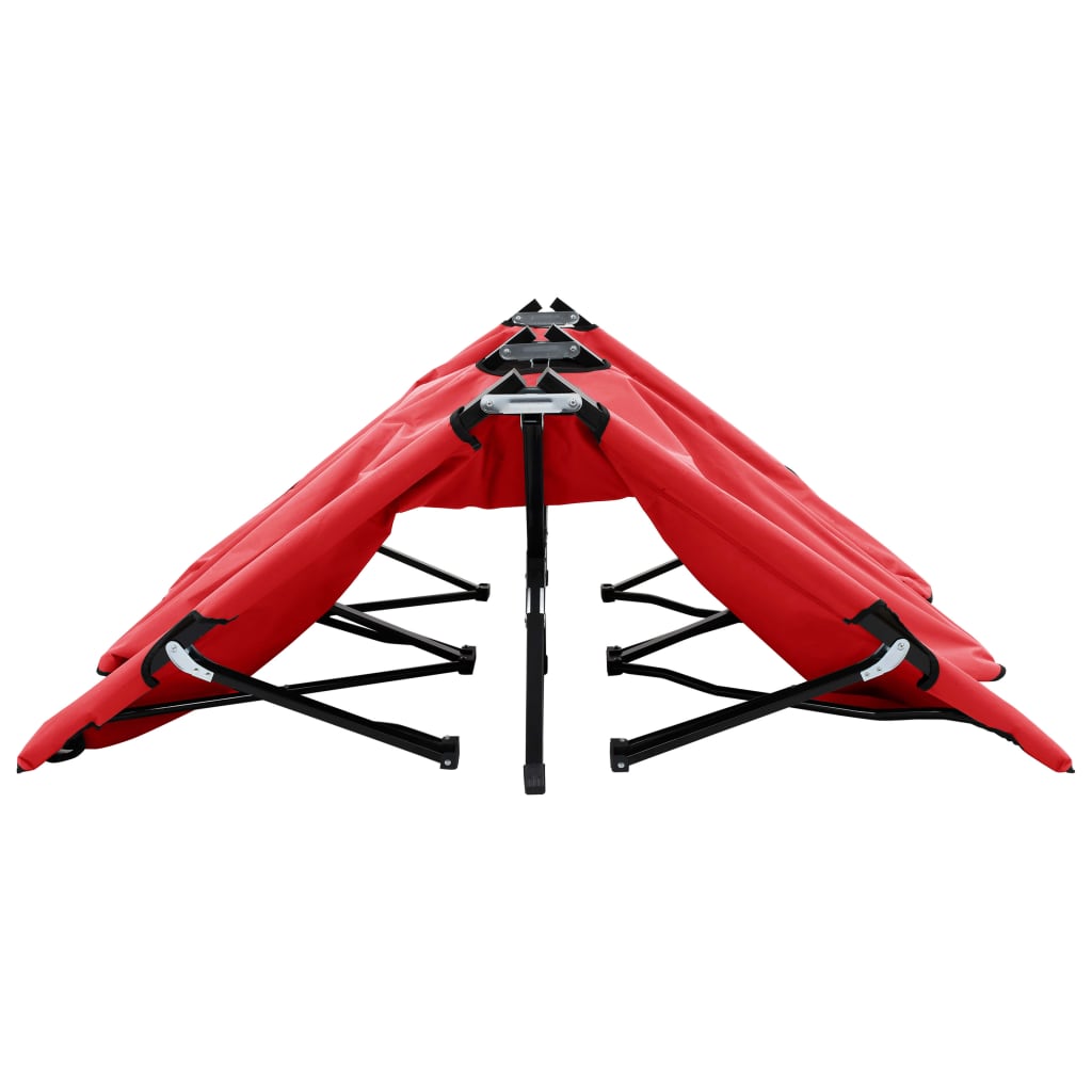 2 person folding sun lounger/bed in red steel