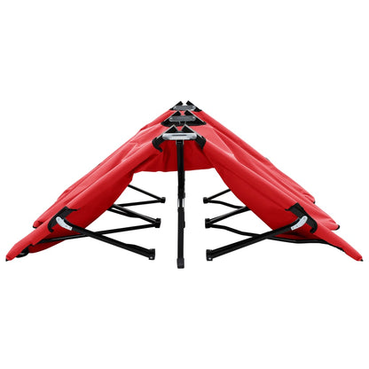 2 person folding sun lounger/bed in red steel