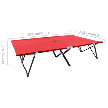 2 person folding sun lounger/bed in red steel