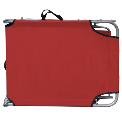 Folding sun lounger with red aluminum canopy