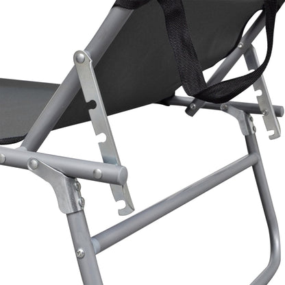 Folding sun lounger with grey aluminum canopy