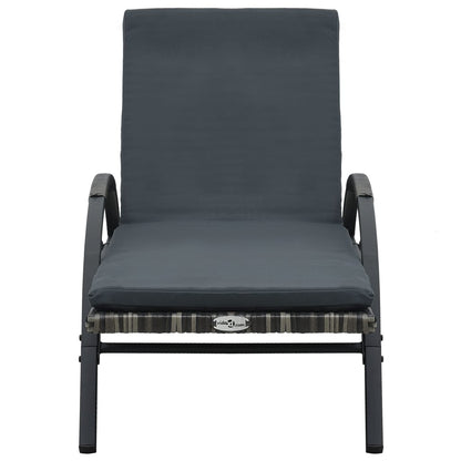 Sun loungers with table in anthracite PE wicker