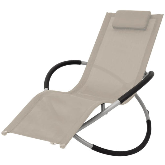 Geometric outdoor sun lounger in cream steel