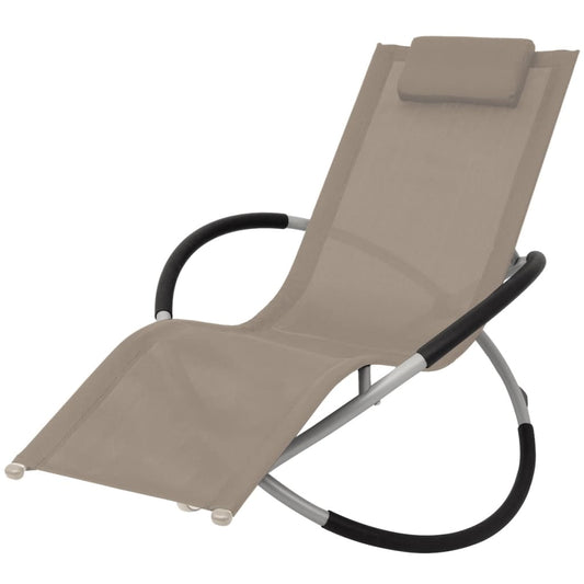 Geometric outdoor sun lounger in grey-brown steel