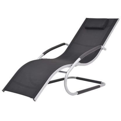 Sun lounger with aluminum and black textilene cushion