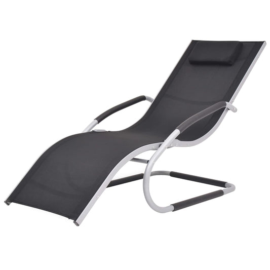Sun lounger with aluminum and black textilene cushion