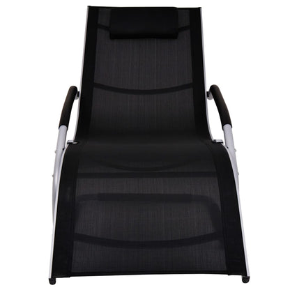 Sun lounger with aluminum and black textilene cushion