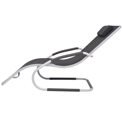 Sun lounger with aluminum and black textilene cushion