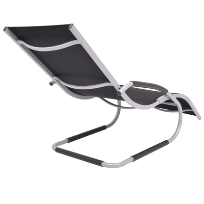 Sun lounger with aluminum and black textilene cushion