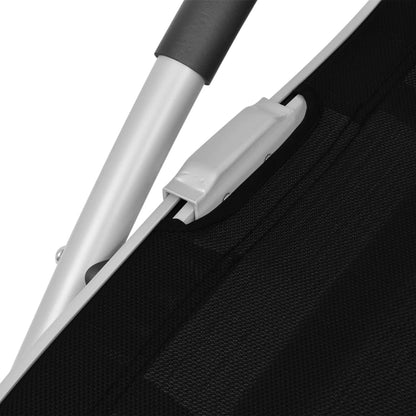 Sun lounger with aluminum and black textilene cushion
