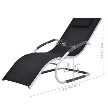 Sun lounger with aluminum and black textilene cushion