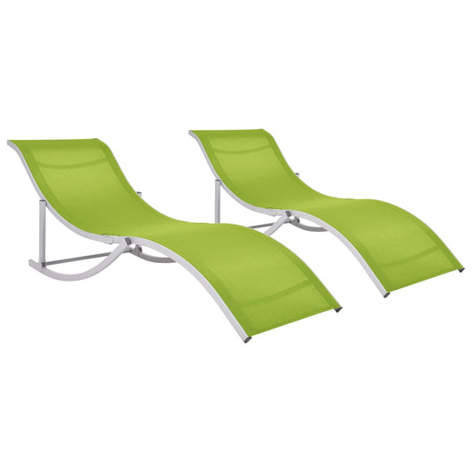 Folding sun loungers 2 pcs textilene green