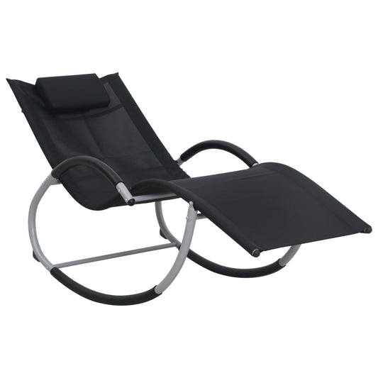 Folding sun lounger with black textilene cushion