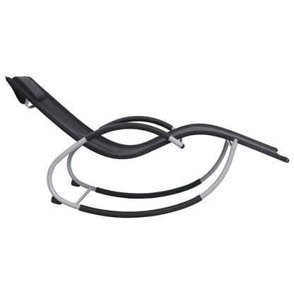 Folding sun lounger with black textilene cushion