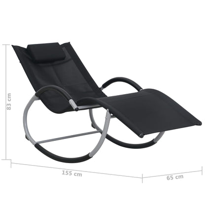 Folding sun lounger with black textilene cushion