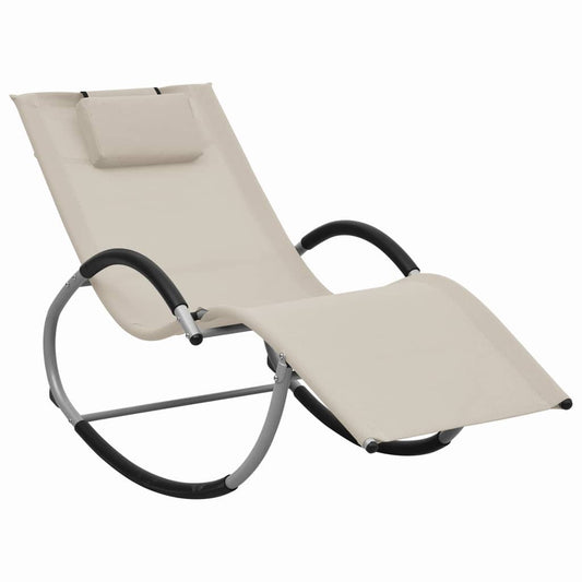 Sun lounger with cream textilene cushion