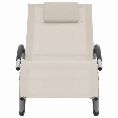 Sun lounger with cream textilene cushion