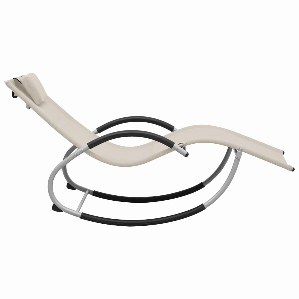 Sun lounger with cream textilene cushion