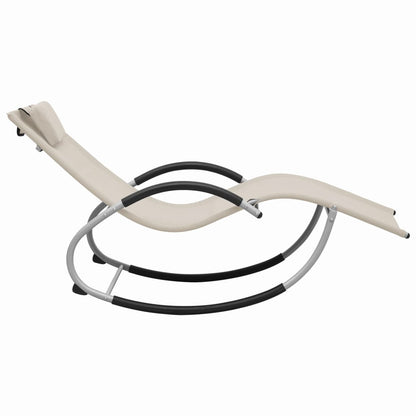 Sun lounger with cream textilene cushion