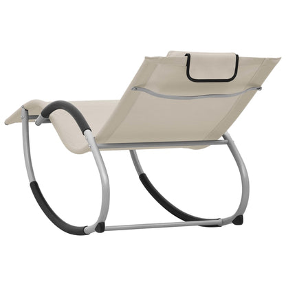 Sun lounger with cream textilene cushion