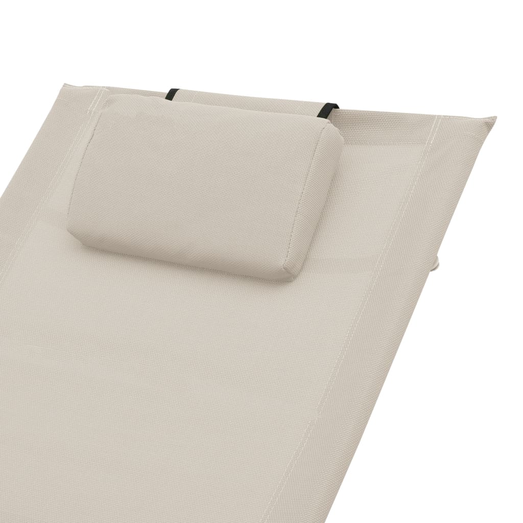 Sun lounger with cream textilene cushion