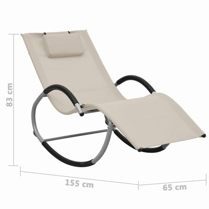 Sun lounger with cream textilene cushion