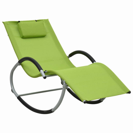 Sun lounger with green textilene cushion