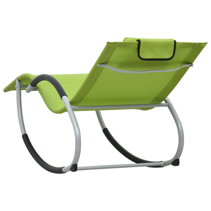 Sun lounger with green textilene cushion
