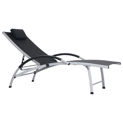 Black textilene aluminum sun lounger