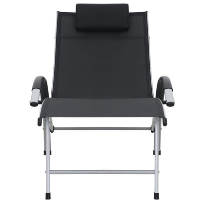 Black textilene aluminum sun lounger