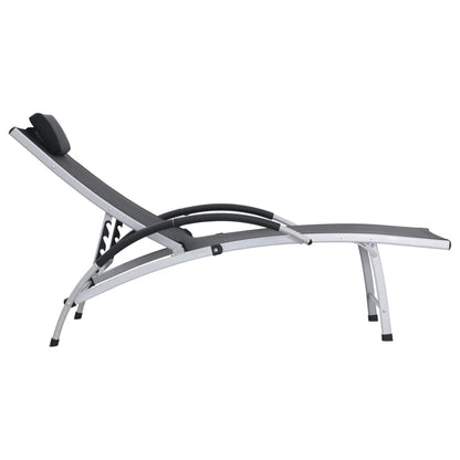 Black textilene aluminum sun lounger