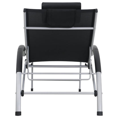 Black textilene aluminum sun lounger