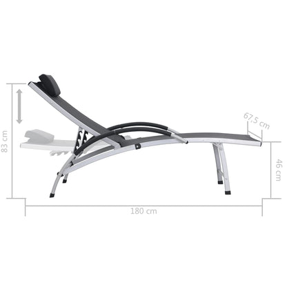 Black textilene aluminum sun lounger