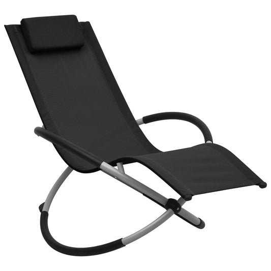Black steel children's sun lounger