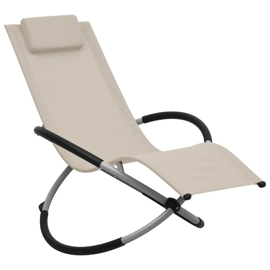 Cream-colored steel children's sun lounger