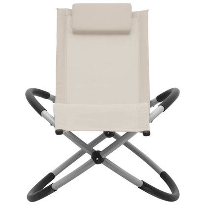 Cream-colored steel children's sun lounger
