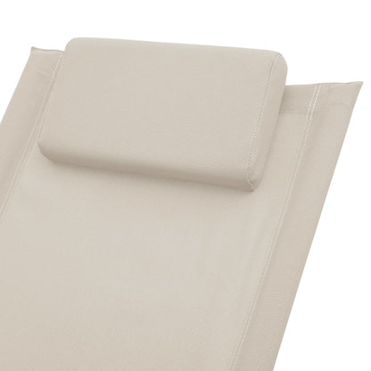 Cream-colored steel children's sun lounger