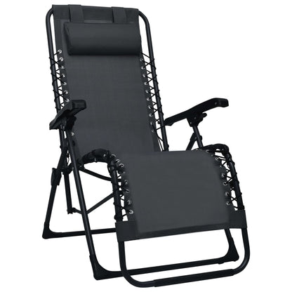 Cadeira de pátio dobrável textilene preto