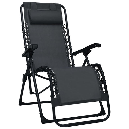 Cadeira de pátio dobrável textilene preto