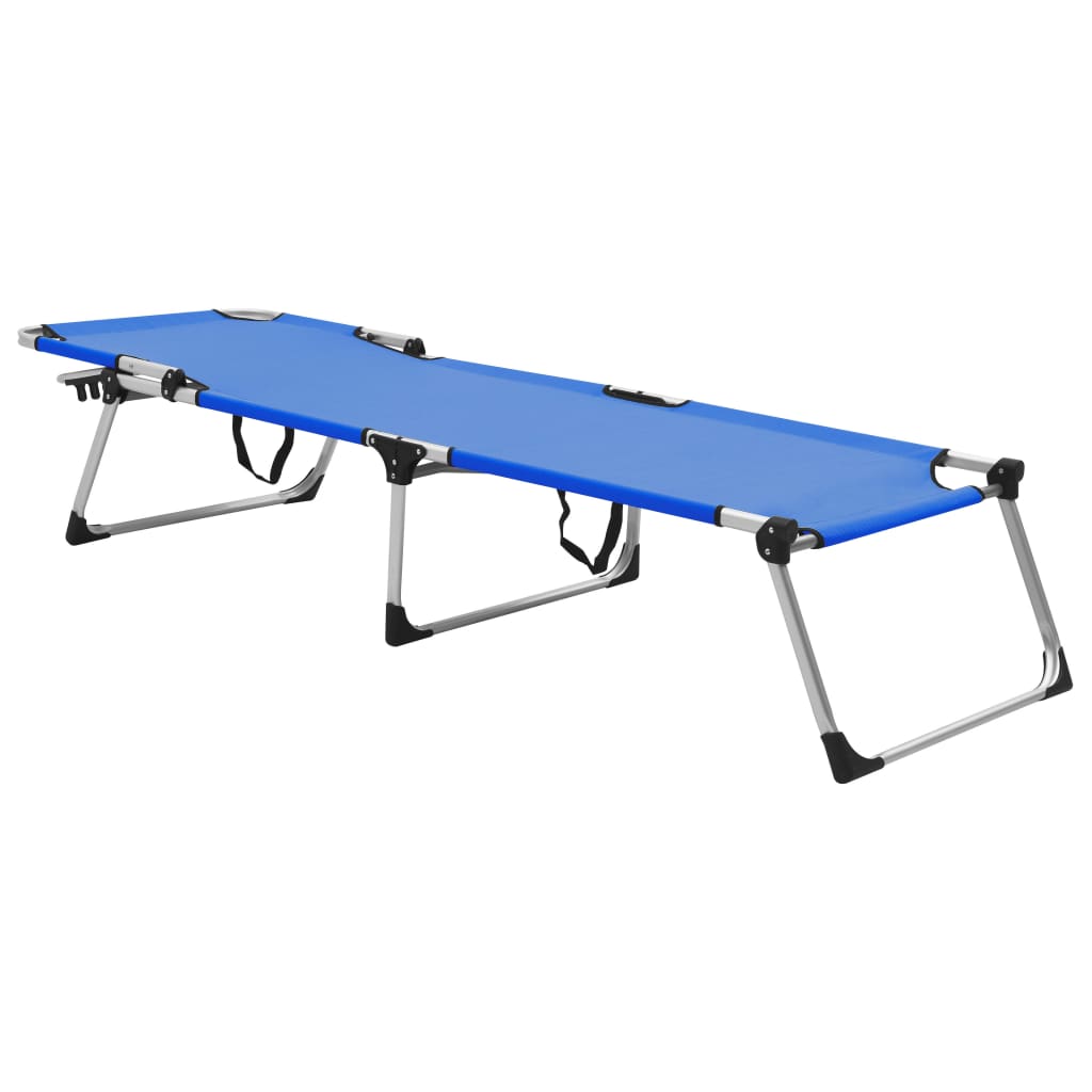 Extra tall folding sun lounger for seniors blue aluminum