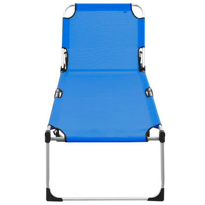 Extra tall folding sun lounger for seniors blue aluminum