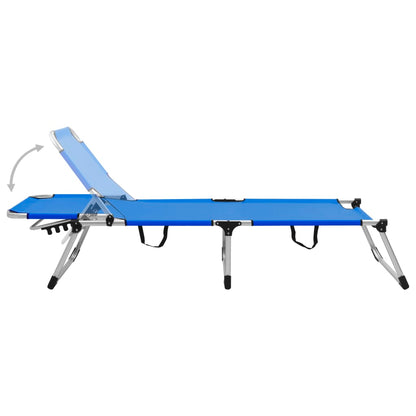 Extra tall folding sun lounger for seniors blue aluminum