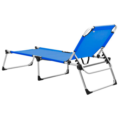 Extra tall folding sun lounger for seniors blue aluminum