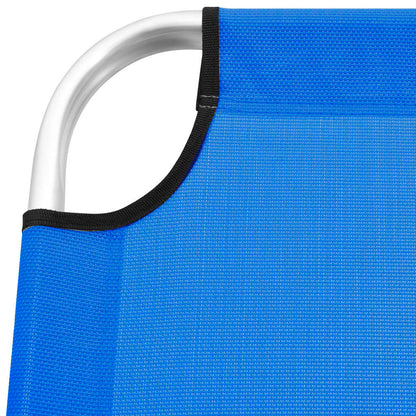 Extra tall folding sun lounger for seniors blue aluminum