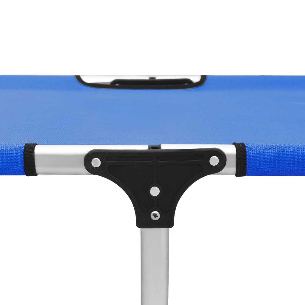 Extra tall folding sun lounger for seniors blue aluminum
