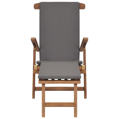 Sun lounger with dark grey solid teak cushion